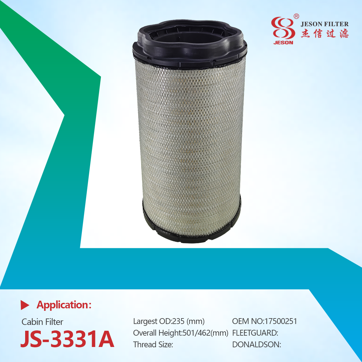 Air Filter Outer 17500251 SA160132 JS3331A